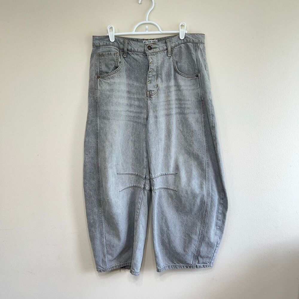 Free People Luck Mid Rise Barrel Jeans Falcon Grey 29 Women